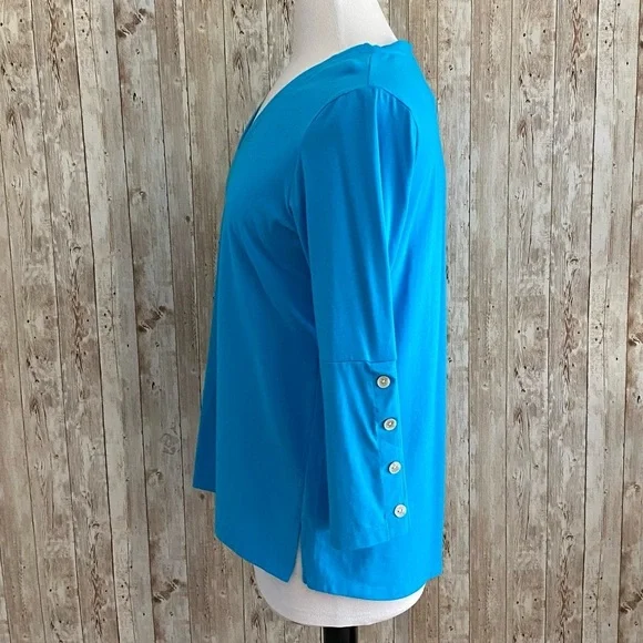 Hinson Wu Christy 3/4 Sleeve Top In Aqua Blue Size Small - Picture 6 of 8